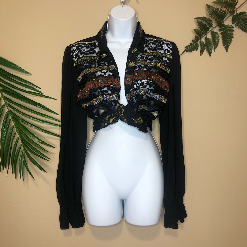 Embellished lace blouse